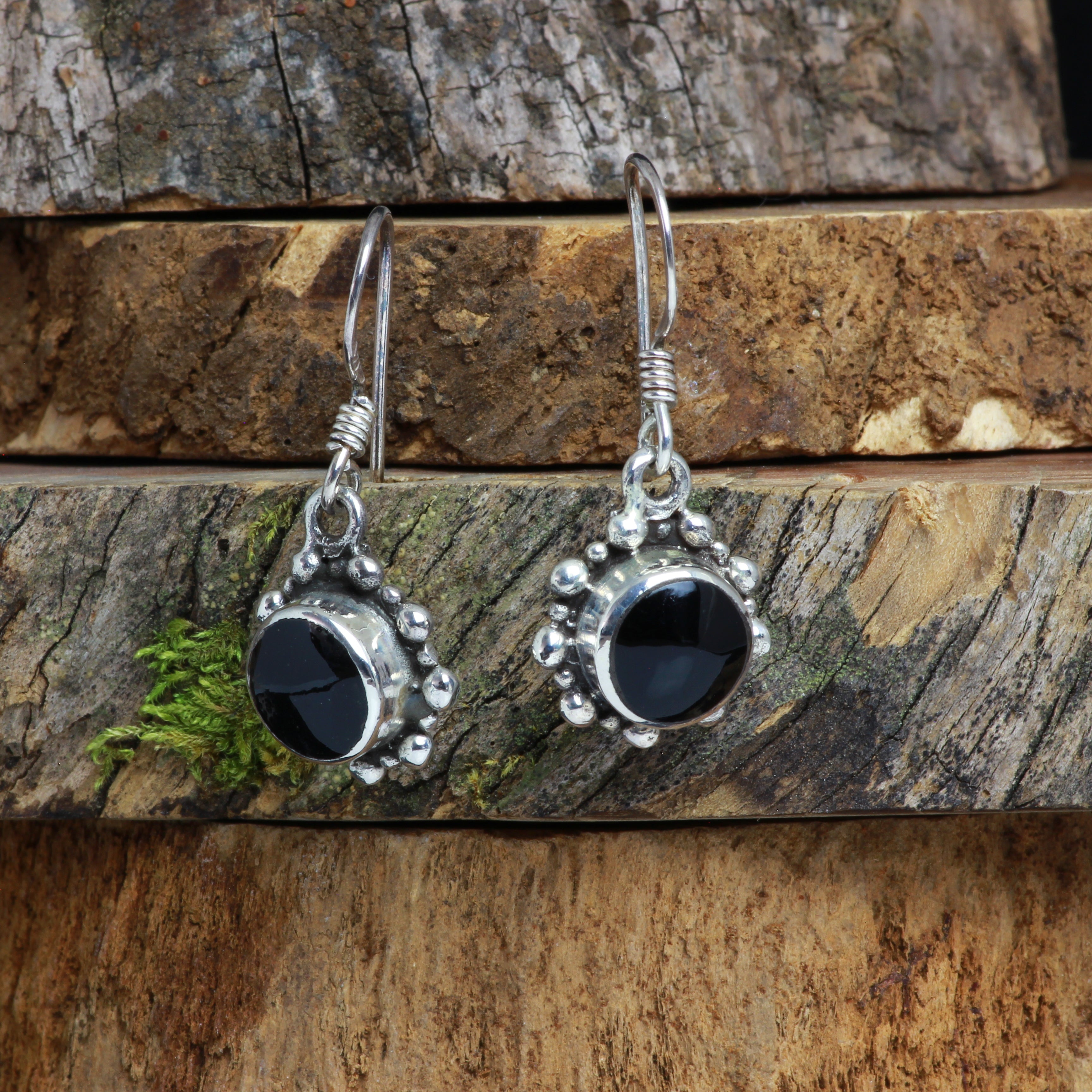 Aro colgante tibetano redondo side oxidiana