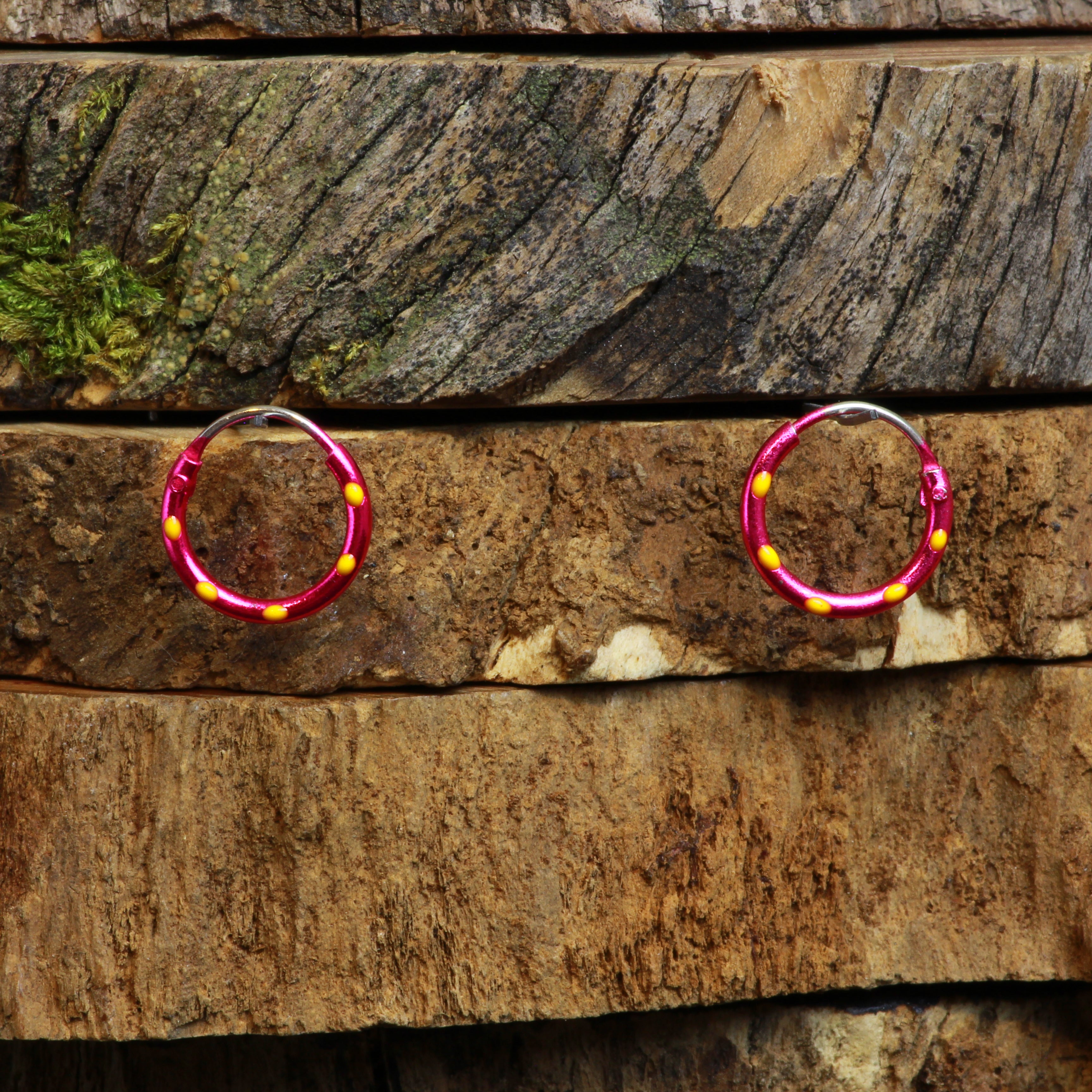 Argolla jaspeada fucsia amarillo