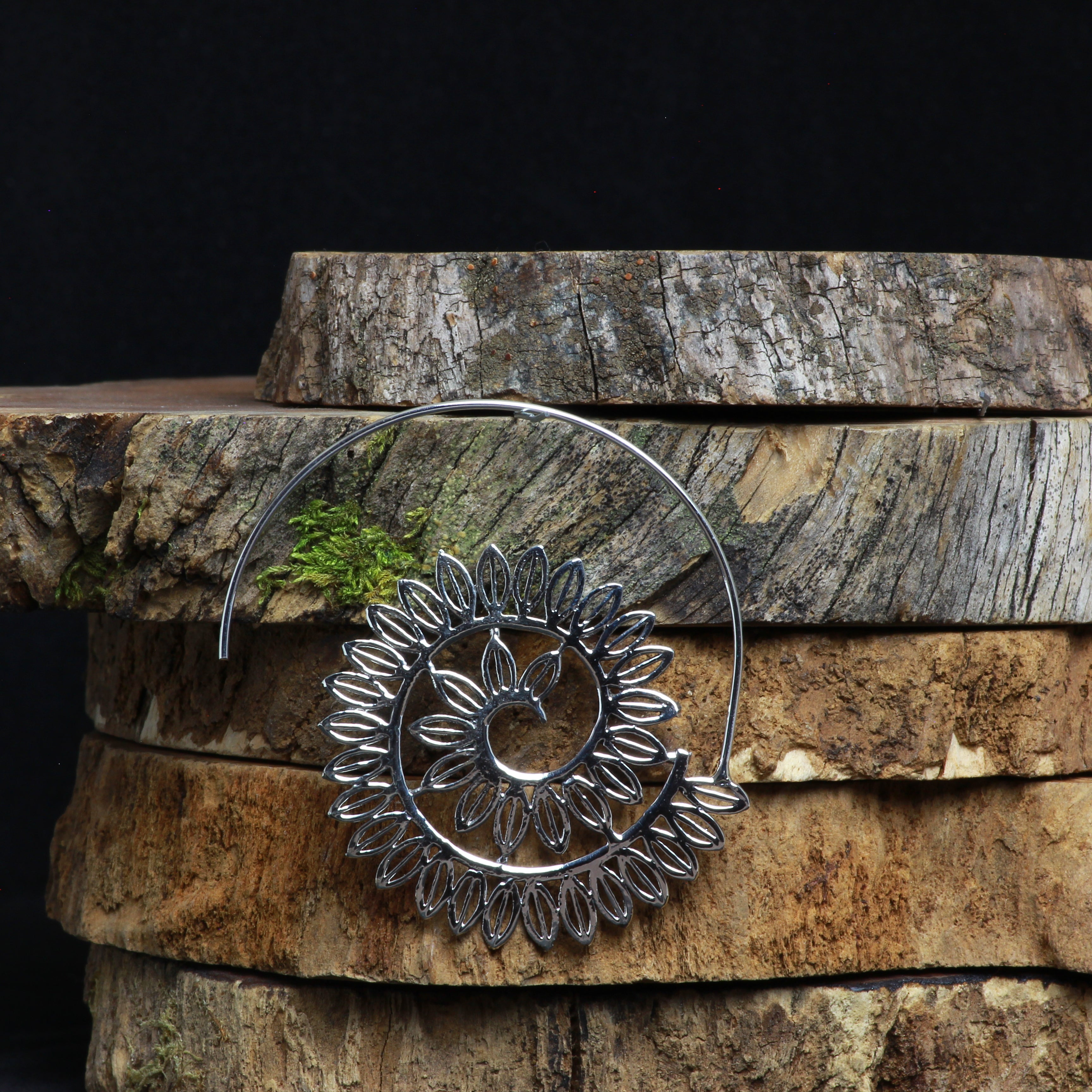 Aro plata caracol sol