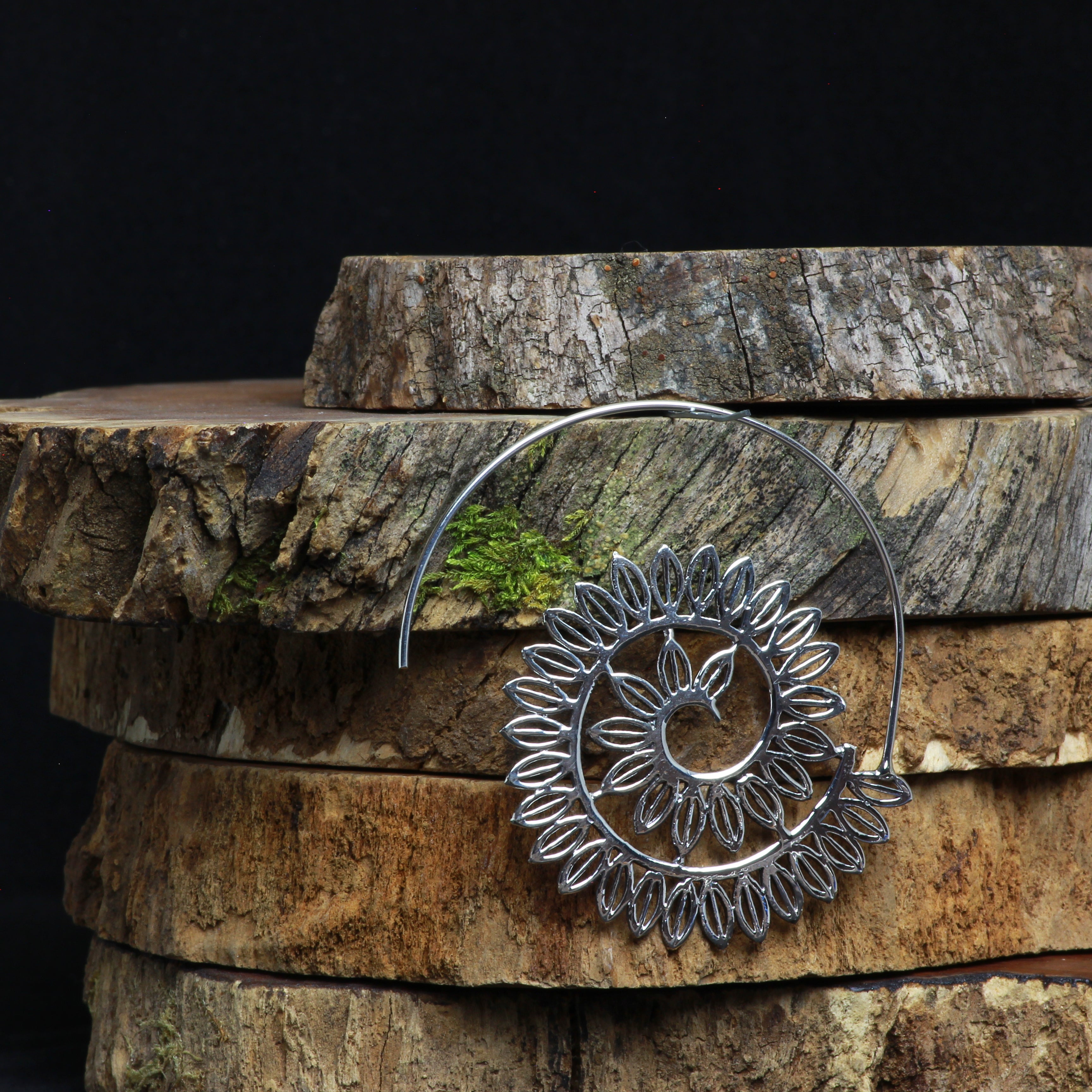 Aro plata caracol sol